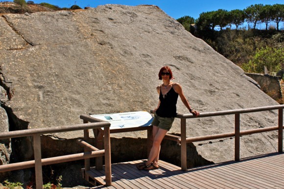 Gina & the fossilised Dinosaur footprints