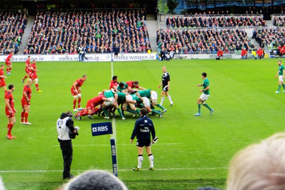 Live rugby action