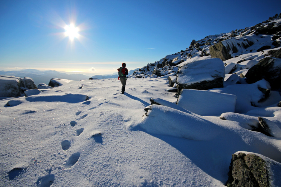 Gina hiking in the snow