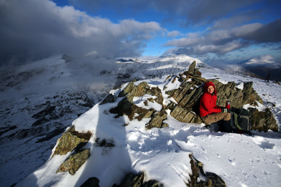 Gina on the summit of Yr Aran