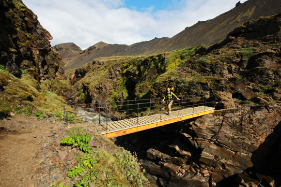 Regi on the footbridge